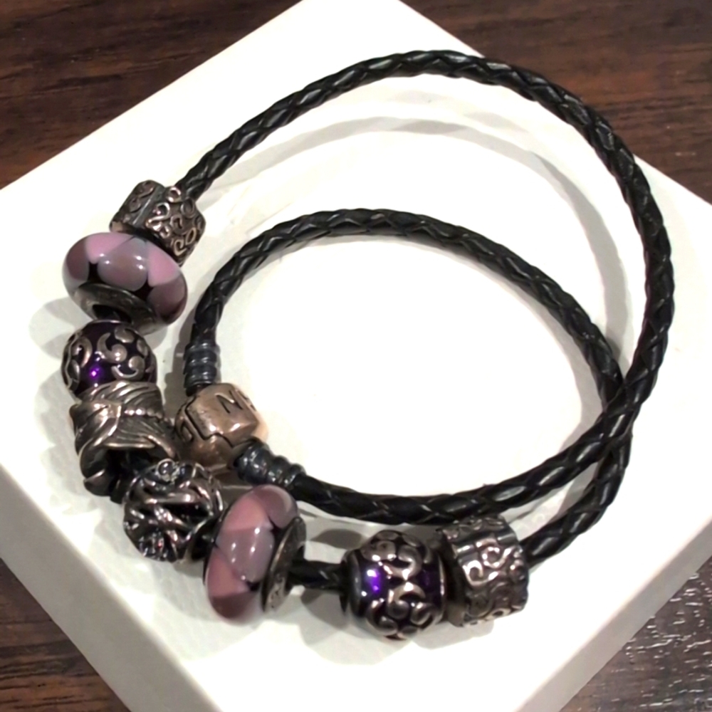 Pandora Purple Charms Bracelet w/ Extras!